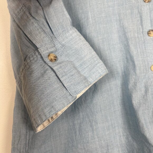 J.Crew Cropped Blue Button-Up Shirt in Washed Voile Size 8 Preppy Lightweight - Picture 4 of 6